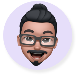 Wajah Memoji tersenyum - a bearded man in glasses