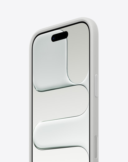 라이트 그레이 색상 범퍼를 씌운 얇은 두께의 iPhone Air 앞면과 옆면